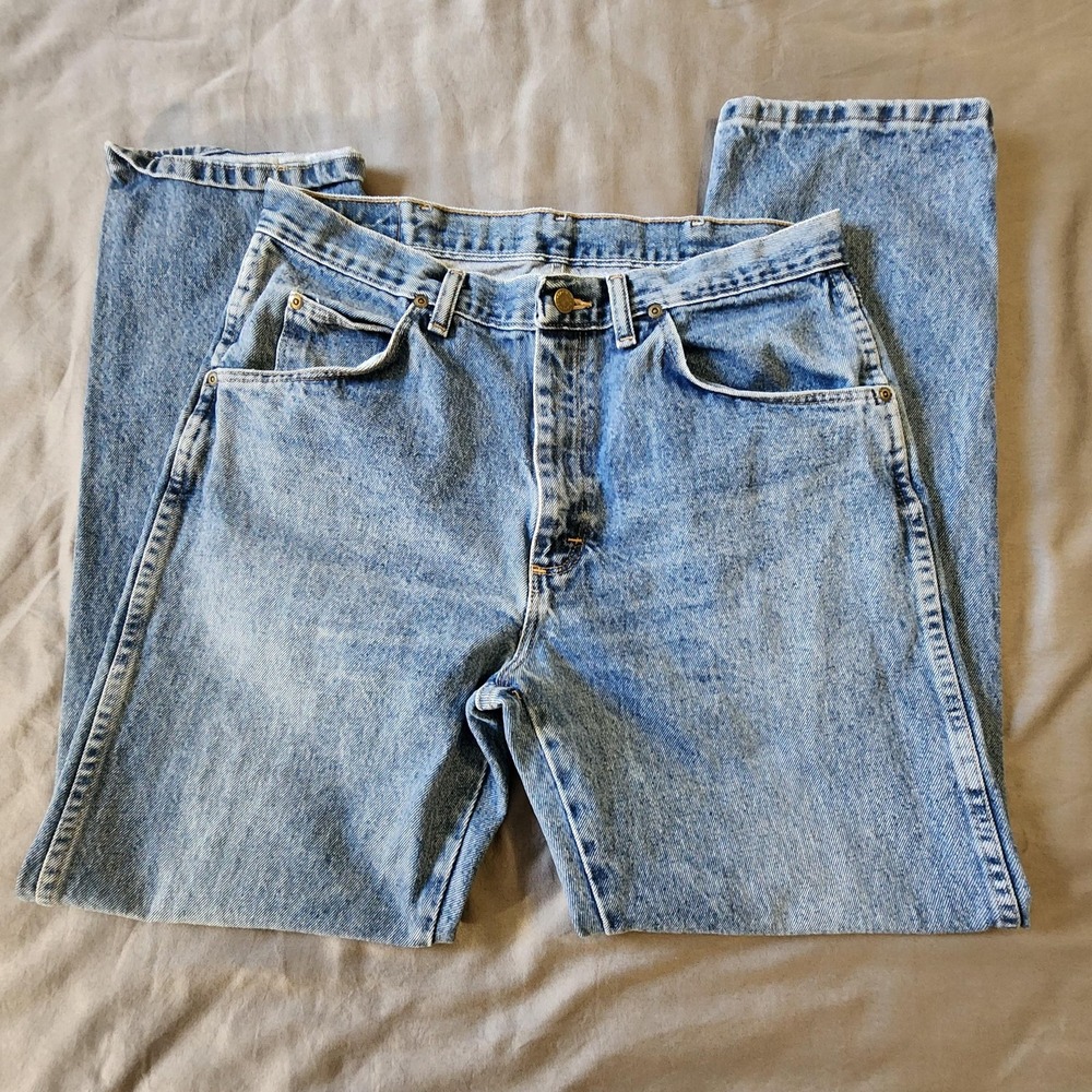 Vintage Wrangler Jeans Mens 34x30 Blue Cowboy‎ Cut Slim Fit Straight Leg Denim